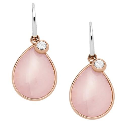 Fossil Teardrop Rose Quartz Earrings  Jewelry - Jf02837791