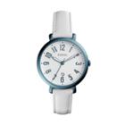 Fossil Jacqueline Three-hand Date White Leather Watch  Jewelry - Es4203