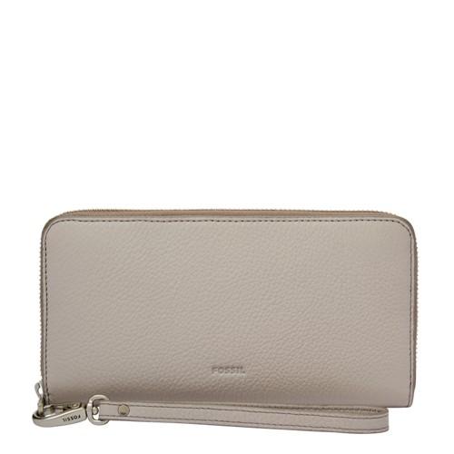 Fossil Emma Rfid Large Zip Clutch  Wallet Mineral Gray- Sl7153055