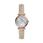 Fossil Carlie Mini Three-hand Winter White Leather Watch  Jewelry - Es4526