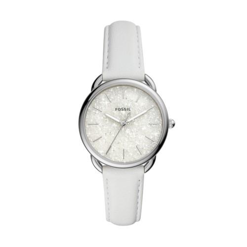 Fossil Tailor Three-hand White Leather Watch  Jewelry - Es4495