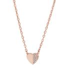 Fossil Heart And Arrow Rose Gold-tone Brass Necklace  Jewelry Rose Gold- Joa00424791