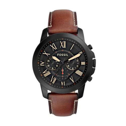 Fossil Grant Chronograph Luggage Leather Watch  Jewelry - Fs5241