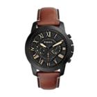 Fossil Grant Chronograph Luggage Leather Watch  Jewelry - Fs5241