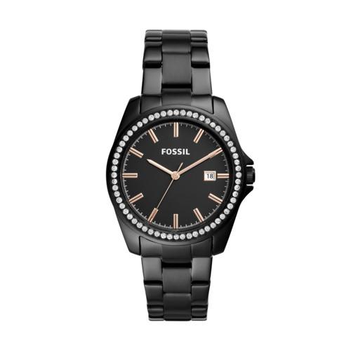Fossil Janice Three-hand Black Stainless Steel Watch  Jewelry - Bq3318