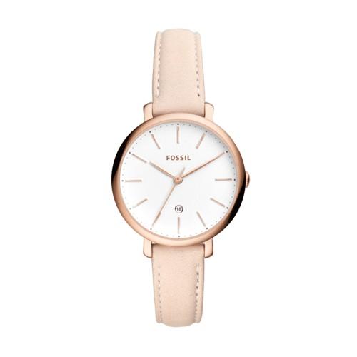 Fossil Jacqueline Three-hand Date Pastel Pink Leather Watch  Jewelry - Es4369