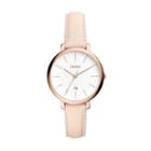 Fossil Jacqueline Three-hand Date Pastel Pink Leather Watch  Jewelry - Es4369