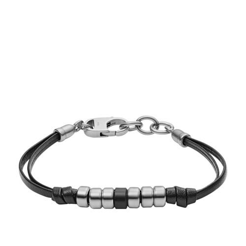 Fossil Rondelle Black Leather Bracelet  Jewelry - Jf03000040