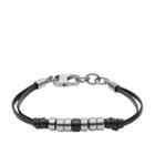 Fossil Rondelle Black Leather Bracelet  Jewelry - Jf03000040