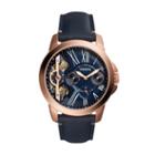 Fossil Grant Twist Three-hand Blue Leather Watch  Jewelry - Me1162