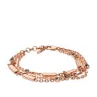 Fossil Glitz Bar Multi-chain Rose Gold-tone Brass Bracelet  Jewelry Rose Gold- Joa00437791