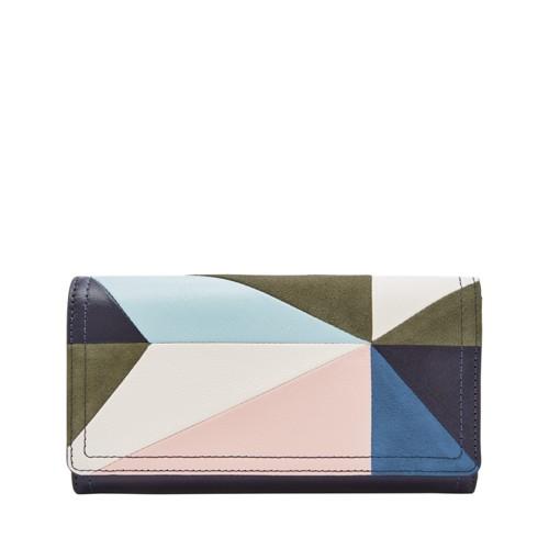 Fossil Logan Rfid Flap Clutch  Wallet Light Patchwork- Sl7911195