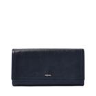 Fossil Logan Rfid Flap Clutch  Wallet Midnight Navy- Sl7833406