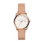 Fossil The Commuter Three-hand Date Sand Leather Watch  Jewelry - Es4335