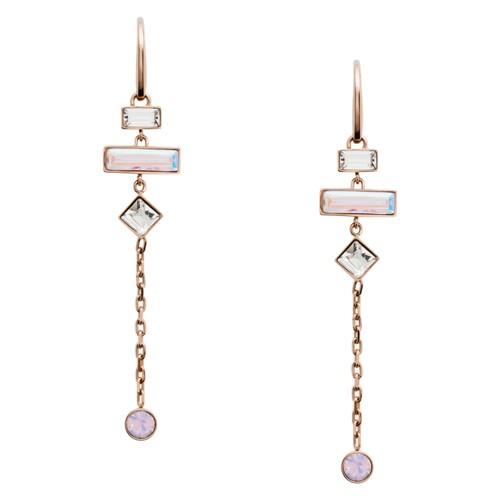 Fossil Linear Rose Gold-tone Stainless Steel Drop Earrings  Jewelry - Jof00457791