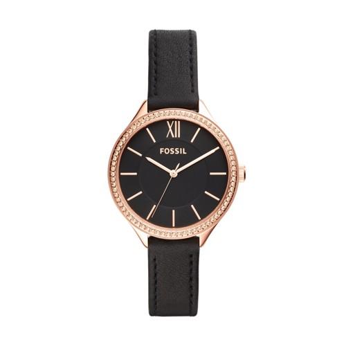 Fossil Suitor Three-hand Black Leather Watch  Jewelry - Bq3447