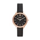 Fossil Suitor Three-hand Black Leather Watch  Jewelry - Bq3447