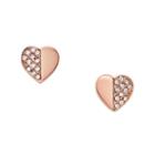 Fossil Heart Rose Gold-tone Brass Studs  Jewelry Rose Gold- Joa00421791