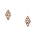 Fossil Diamond Rose Gold-tone Stainless Steel Studs  Jewelry - Jof00404791