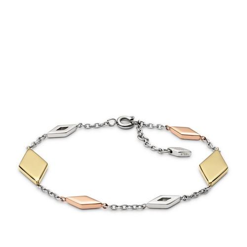 Fossil Tri-tone Diamond-shaped Bracelet  Jewelry - Jf02724998