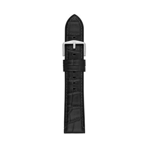 Fossil 22mm Black Croco Leather And Silicone Watch Strap   - S221338