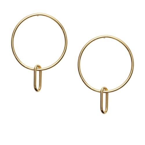 Fossil Front-facing Gold-tone Brass Hoop Earrings  Jewelry - Ja6968710