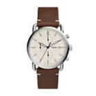 Fossil The Commuter Chronograph Brown Leather Watch  Jewelry - Fs5402