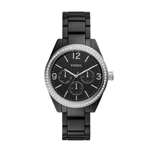 Fossil Caleigh Multifunction Black Acetate Watch  Jewelry - Bq3342