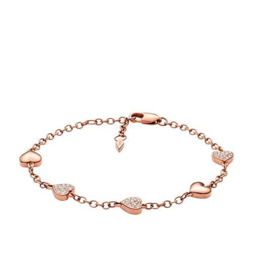 Fossil Heart Rose Gold-tone Brass Bracelet  Jewelry Rose Gold- Joa00327791