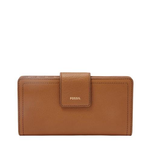 Fossil Logan Rfid Tab Clutch  Wallet Tan- Sl7830231