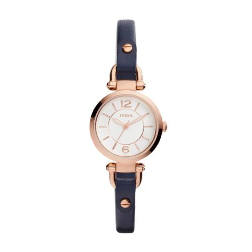 Fossil Georgia Mini Three-hand Indigo-dyed Leather Watch  Jewelry - Es4026