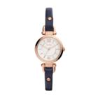 Fossil Georgia Mini Three-hand Indigo-dyed Leather Watch  Jewelry - Es4026