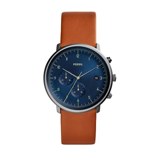 Fossil Chase Timer Chronograph Luggage Leather Watch  Jewelry - Fs5486