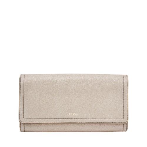 Fossil Logan Rfid Flap Clutch  Wallet Champagne- Sl7840699