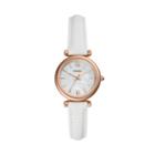 Fossil Carlie Mini Three-hand White Leather Watch  Jewelry - Es4582