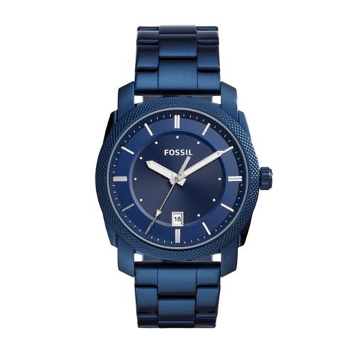Fossil Machine Three-hand Date Blue-tone Stainless Steel Watch  Jewelry - Fs5231
