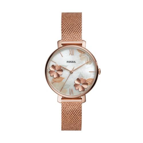 Fossil Jacqueline Three-hand Rose Gold-tone Stainless Steel Watch  Jewelry - Es4534