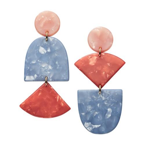 Fossil Geometric Tri-tone Acetate Chandelier Earrings  Jewelry - Ja6961710