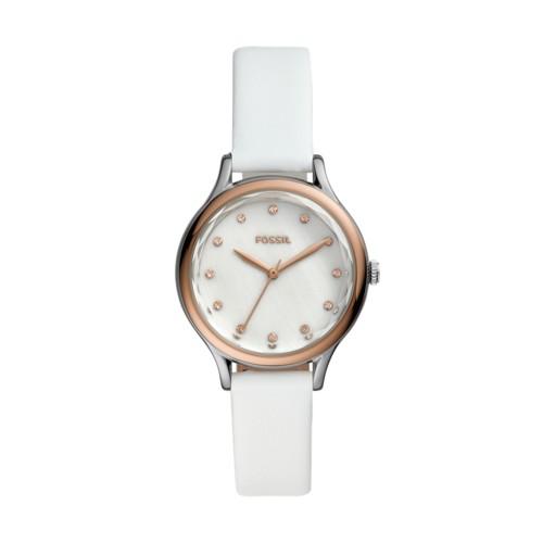 Fossil Laney Three-hand White Leather Watch  Jewelry - Bq3484