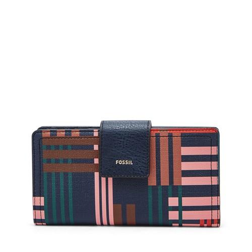 Fossil Logan Rfid Tab Clutch  Wallet Plaid- Sl7827917
