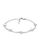 Fossil Heart Silver-tone Brass Bracelet  Jewelry Silver- Joa00326040