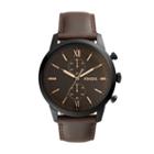 Fossil Townsman Chronograph Brown Leather Watch  Jewelry - Fs5547
