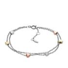 Fossil Heart Tri-tone Steel Double-chain Bracelet  Jewelry - Jf02854998
