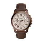Fossil Grant Chronograph Brown Leather Watch  Jewelry - Fs5344