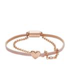 Fossil Duo Heart Rose Gold-tone Stainless Steel Bracelet  Jewelry - Jf03170791