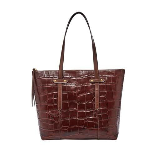 Fossil Felicity Tote  Handbag Brown Croco- Shb1989204