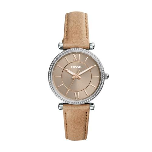 Fossil Carlie Three-hand Sand Leather Watch  Jewelry - Es4343