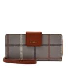 Fossil Madison Zip Clutch  Wallet Grey Plaid- Swl2052032