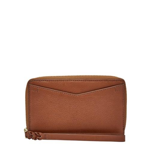 Fossil Caroline Rfid Smartphone Zip Around Wallet  Wallet Brown- Sl7352200