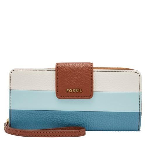 Fossil Madison Zip Clutch  Wallet Blue Multi- Swl2176403